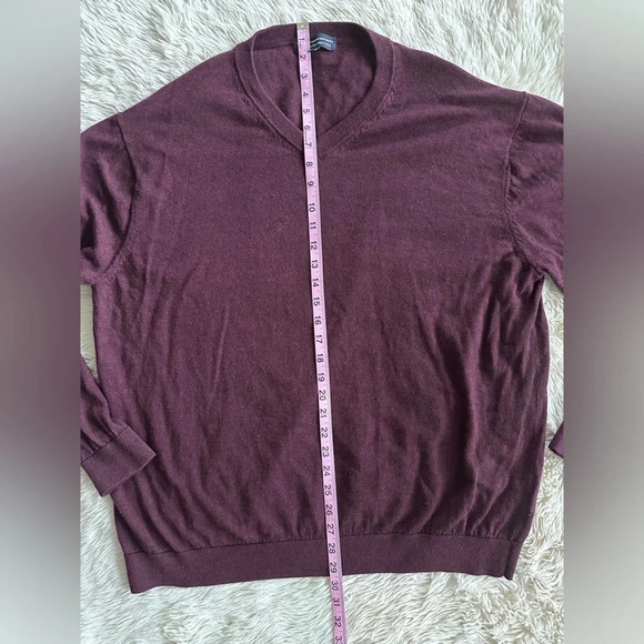 Hart Schaffner Marx Long Sleeve V-Neck Merino Wool Sweater Men’s Size XXL maroon - Picture 8 of 10